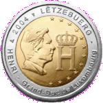 2 евро Люксембург 2004 год Портрет и монограмма герцога Люксембурга Анри Нассау