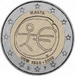 2 евро Мальта 2009 год 10 ЛЕТ ВВЕДЕНИЯ ЕВРО