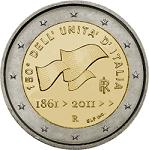 2 евро Италия 2011 год 150-летие Рисорджименто