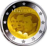 2 евро Люксембург 2011 год 50 лет назначения Великого герцога Люксембурга Жана титулом «Лейтенант-представитель Великой Герцогини»