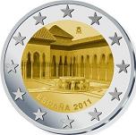 2 евро Испания 2011 год Альгамбра, Хенералифе и Альбасин в Гранаде