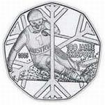 5 евро Австрия 2005 г. 100 лет лыжному спорту