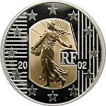 5 евро Франция 2002 год Прощай, Франк