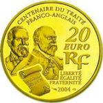 20 евро Франция 2004 год 100 лет Франко-английскому соглашению