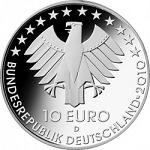 10 евро Германия 2010 год 175 лет железной дороге Бельгии и Германии