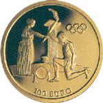 100 евро Греция 2004 год XXVIII Олимпийские игры 2004 года в Афинах - Зажжение Олимпийского огня