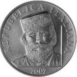 5 евро Италия 2007 год 200 лет со дня рождения Джузеппе Гарибальди