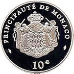 10 евро Монако 2003 год 80 лет со дня рождения Князя Ренье III
