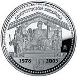 10 евро Испания 2003 год 25 лет Конституции